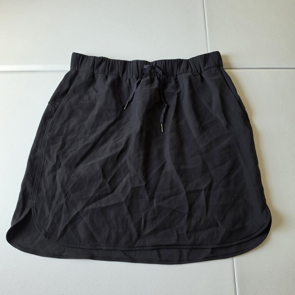Lululemon Skirt Womens 14 Black Athletic Drawstring Pockets Running Walking